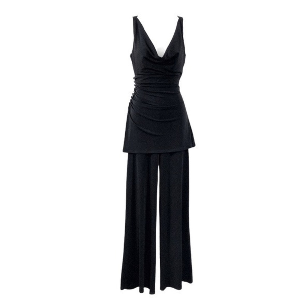 NWT WHBM black jersey cowl neck tunic wide leg jumpsuit FF17